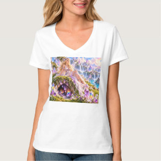 T-shirt Nymphe fée sur monticule grotte de cristal sous se