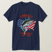 T-shirt "O-FISH-ALLY Retraité : Fière, libre et pêche 2025 (Design devant)
