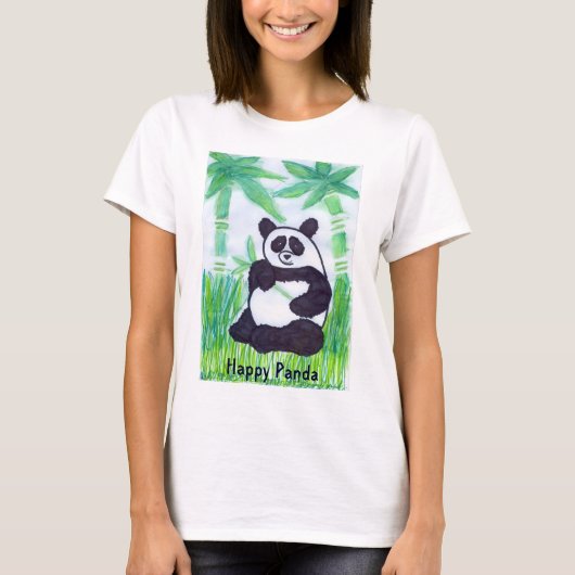 T-shirt O.O. Dessus heureux de spaghetti de panda (Devant)