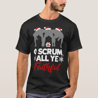 T-shirt O Scrum All Ye Faithful Funny Christmas Rugby Clas