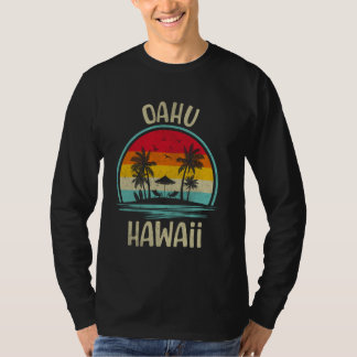 T-shirt Oahu Beach Hawaii Palm Tree Famille Vacances été