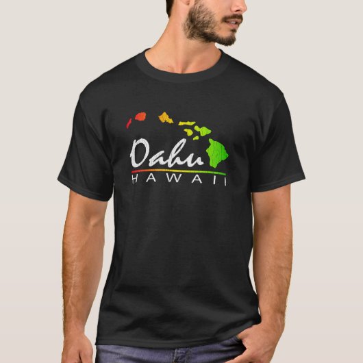 T-shirt OAHU Hawaï (conception affligée) (Devant)
