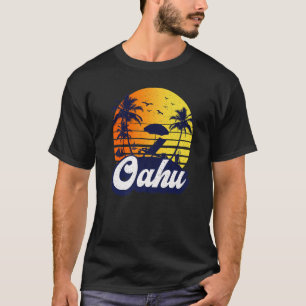 T-shirt Oahu Hawaii Plage de coucher de soleil Hawaïen Rét