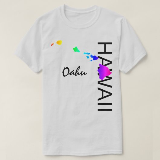 T-SHIRT OAHU - ÎLES HAWAII NEON RAINBOW (Design devant)