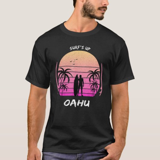 T-shirt Oahu Palm Tree Surf Hawaii Waikiki Souvenir Maui K (Devant)