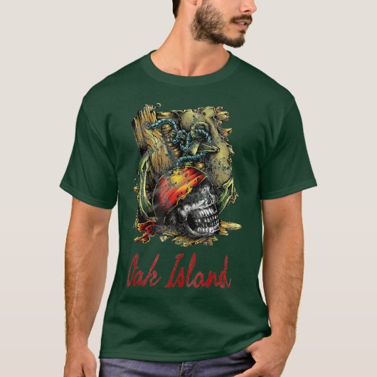 T-shirt Oak Island Mystery Cursus Pirate Map Chevaliers (Devant)