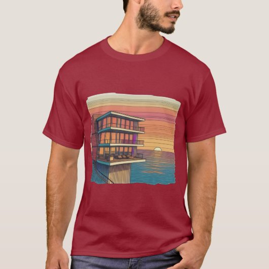 T-shirt Oasis moderne : Coucher de soleil de luxe (Devant)
