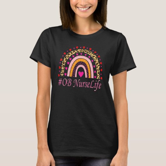 T-shirt Ob Nurse Leopard Rainbow Nurse's Week (Devant)