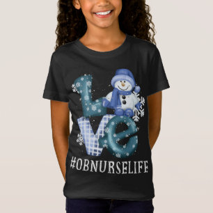 T-Shirt OB Nurse Love Snowman Xmas Funny hiver saison Chr