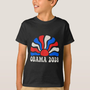 T-shirt Obama 2028 Retro Vintage Us Drapeau Manifestation