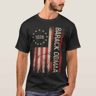 T-shirt Obama Président Vintage 2028 Obama Drapeau Rétro A