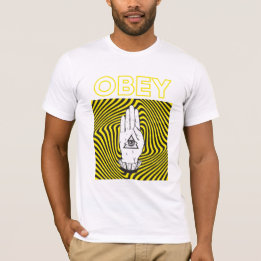T-shirt Obey Brainwash Mind Control Illuminati oeil main
