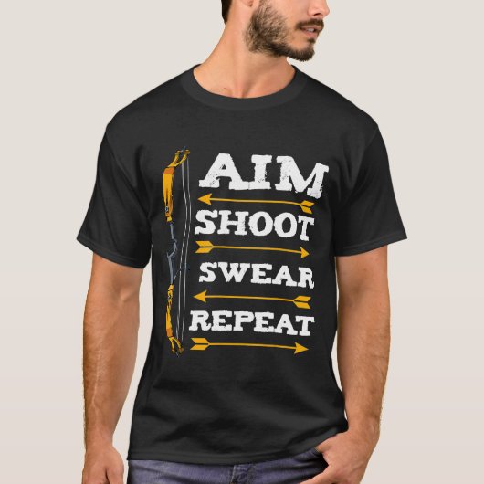 T-shirt Objectif Tir Jeu Répéter Tir à l'arc Arrow Bow Arc (Devant)