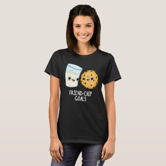 T-shirt Objectifs Ami-Chip Funny Lait Cookies Pun Dark BG (Devant entier)