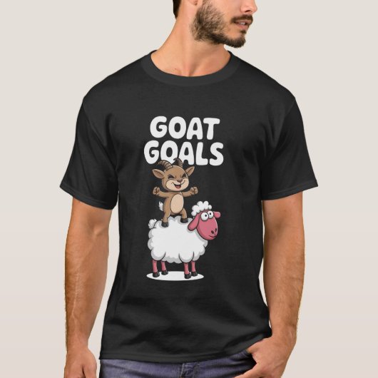 T-shirt Objectifs de chèvre Dessin animé de ferme de chèvr (Devant)