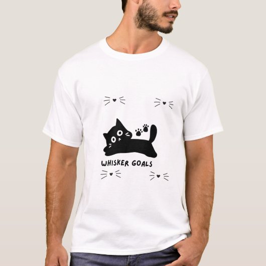 T-shirt Objectifs de moustaches Silhouette de chat (Devant)