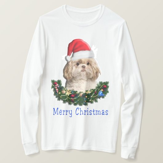 T-Shirt objets de Noël Chien Shih-Tsu (Design devant)