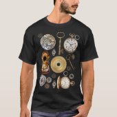 T-shirt Objets Steampunk Gears Pocket watch Squelette Key (Devant)