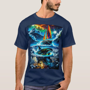T-shirt Observation colorée des baleines