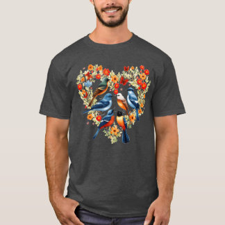 T-shirt Observation des oiseaux Fleurs cardiaques Wreath B
