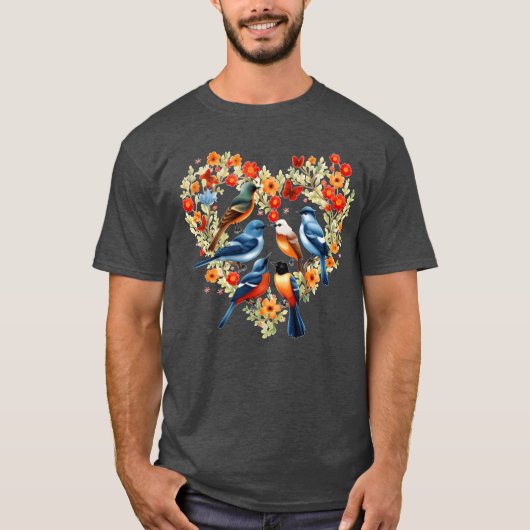 T-shirt Observation des oiseaux Fleurs cardiaques Wreath B (Devant)