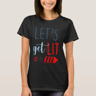 T-shirt Obtenons Lit Patriotique 4 juillet Fireworks Fourc