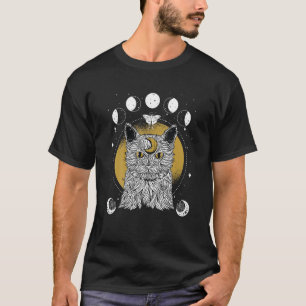 T-shirt Occult Dark Academia Chat Avec Phases Lune