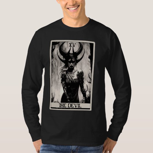 T-shirt Occult Dark Art Horror La Devil Tarot Card (Devant)