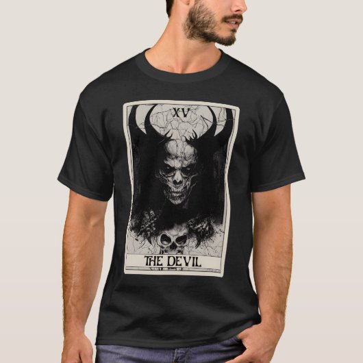T-shirt Occult Dark Horror Carte Devil Tarot (Devant)