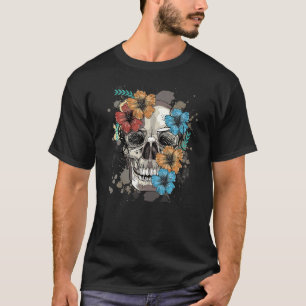 T-shirt Occulte Floral Skull Mall Goth Alt Vêtements Aesth