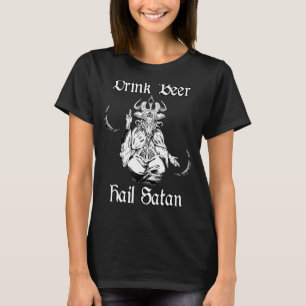 T-shirt Occulte Satanic Goth Baphomet Boire Bière Hail Sat