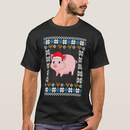 T-shirt OCCUPÉ Hanoukka Pyjama Pig Santa Hat (Devant)