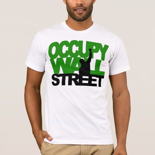 T-shirt OCCUPEZ le vert de WALL STREET (Devant)