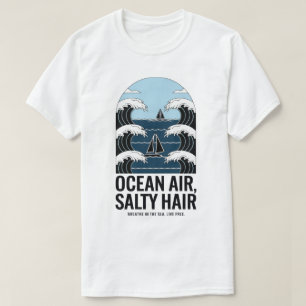 T-shirt Ocean Air Salty Cheveux Voile Conception de vague