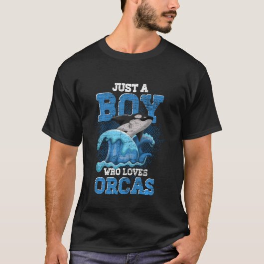 T-shirt Ocean Animal Waves Killer Whale Boys Orca Long Sl (Devant)