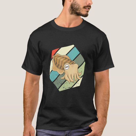 T-shirt Ocean Animals Cuttlefish Hexagon Cuttlefish Vinta (Devant)