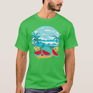 T-shirt Ocean Beach Summer Palm Trees Pastèque Exotique