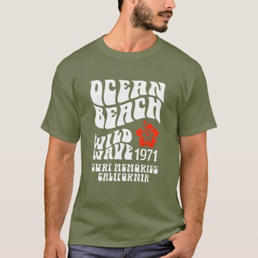 T-shirt Ocean Beach Wild Wave 1971 Tee – Retro Surf Style (Devant)