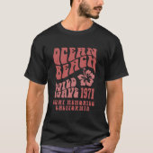 T-shirt Ocean Beach Wild Wave Surf Aesthetic Words On Back (Devant)