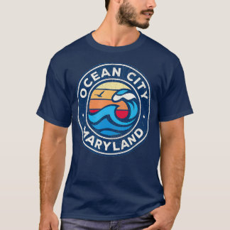 T-shirt Ocean City Maryland MD Vintage Nautical Waves