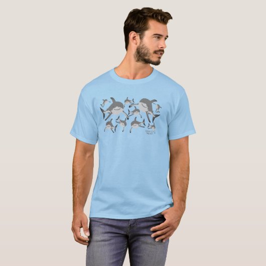 T-shirt Ocean Life Squad Amical Gris Shark Design (Devant entier)
