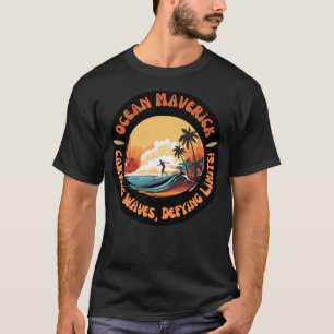 T-shirt Ocean Maverick Surfing Man Vintage Retro Classic