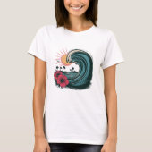 T-shirt Ocean Summer Beach Island Vagues hibiscus rouge (Devant)