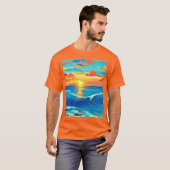 T-shirt Ocean Sunset Wave Art (Devant entier)