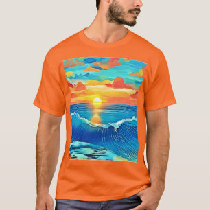 T-shirt Ocean Sunset Wave Art