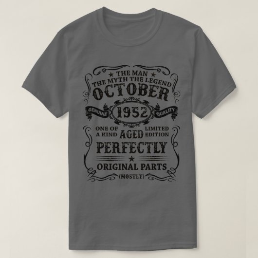 T-shirt October 1952 The Man Myth Legend 70 (Design devant)