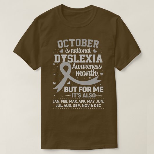 T-shirt October is Dyslexia (Design devant)