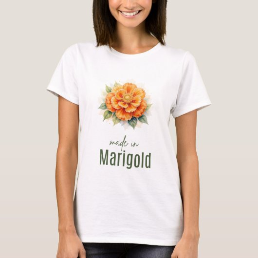 T-shirt October Marigold Birth Flower Watercolor Art (Devant)