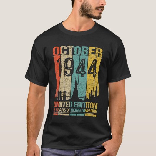 T-shirt Octobre 1944 79 Ans D'Être Awesom (Devant)