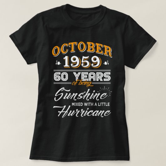 T-shirt Octobre 1959 Cadeau de 60ièm anniversaire de (Design devant)